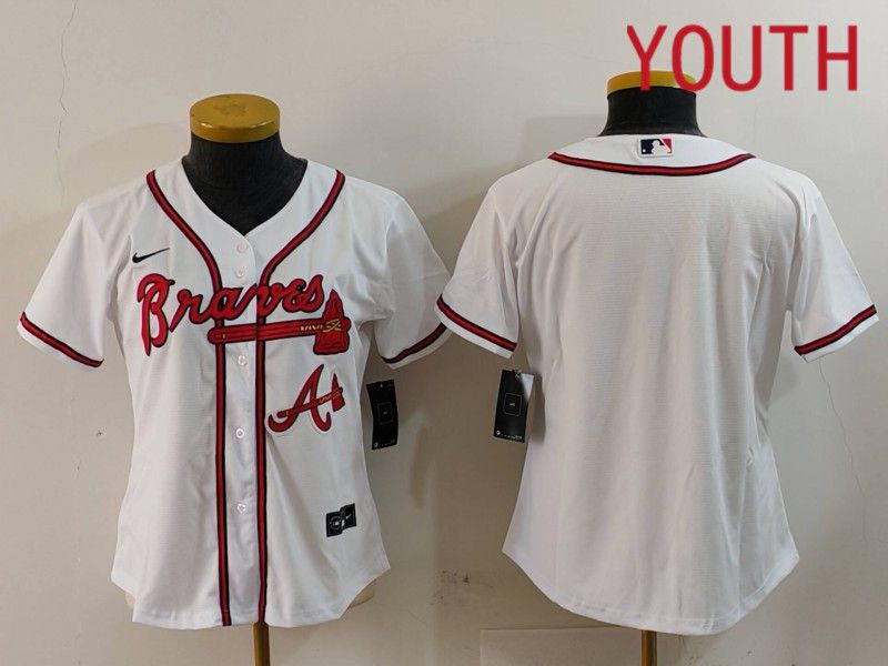 Youth Atlanta Braves Blank White Game 2024 Nike MLB Jersey style 1->->